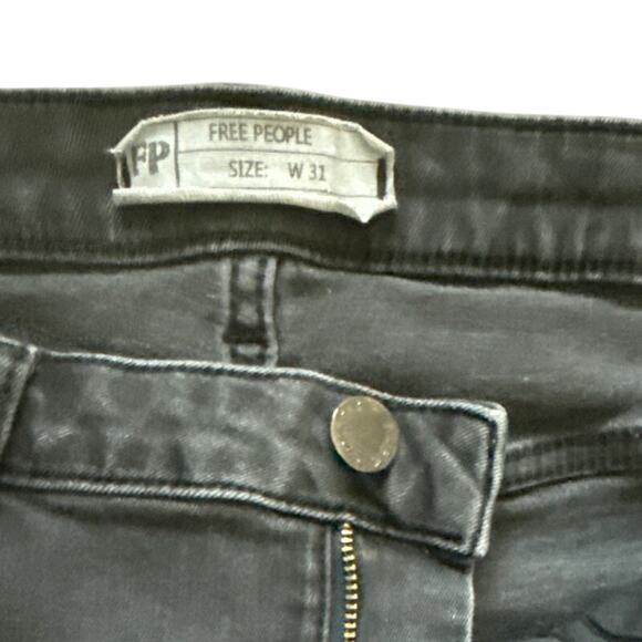 Free People Great Heights Frayed Skinny Jeans Black Size 31 - Picture 7 of 10